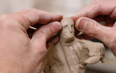 Building the clay sketch for a stone sculpture